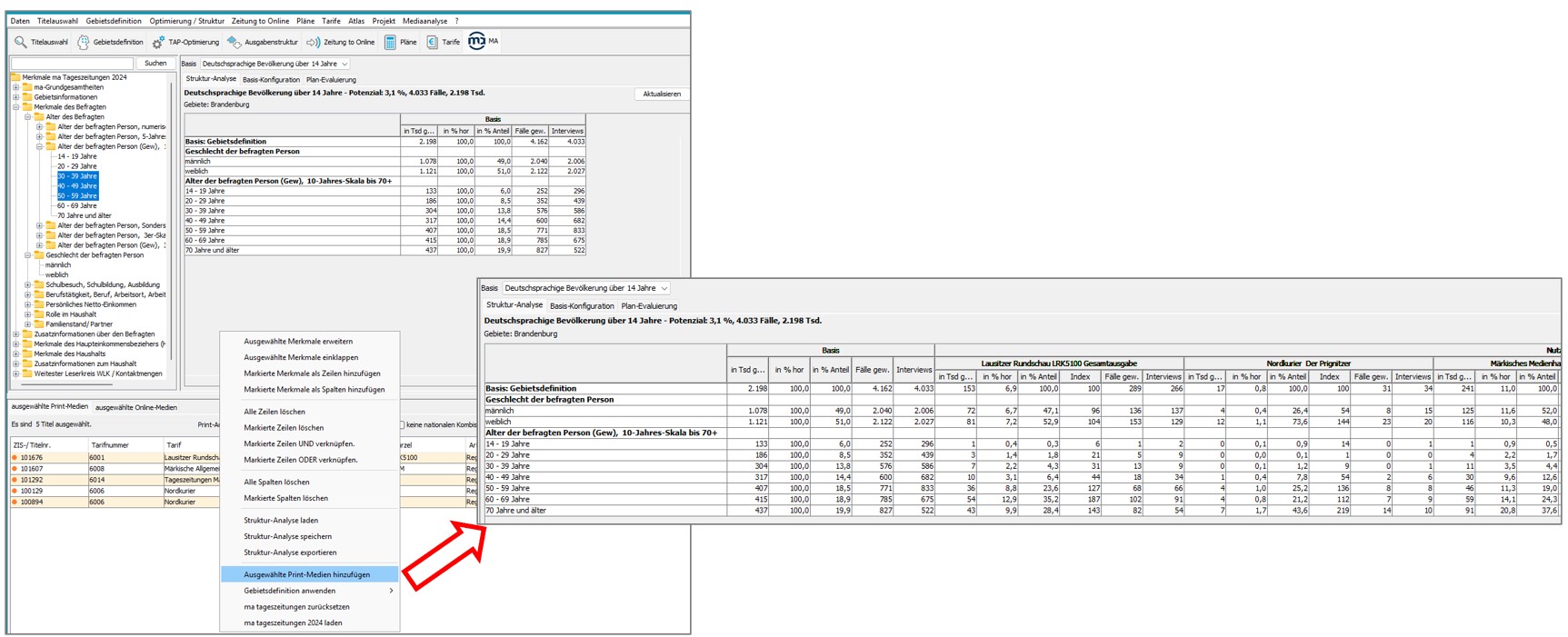 Titel in Struktur laden