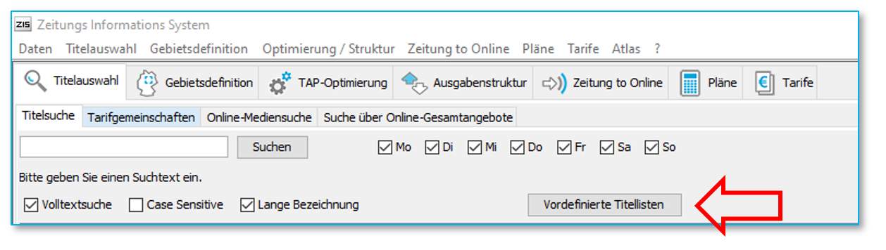 Öffnen des Auswahlfensters Öffnen des Auswahlfensters